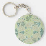 art nouveau green nature pattern keychains