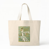 Art Nouveau Greyhound and Lady with Flower Tote Bag