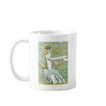 Art Nouveau Greyhound and Lady with Flower Coffee Mugs
