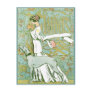 Art Nouveau Greyhound and Lady with Flower Post Card