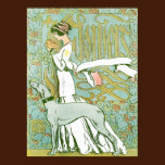 Art Nouveau Greyhound and Lady with Flower posters