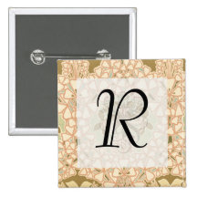 art nouveau intricate floral brown pattern button