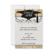 art nouveau intricate floral brown pattern grad custom announcements