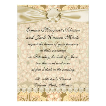 art nouveau intricate floral brown pattern personalized invites