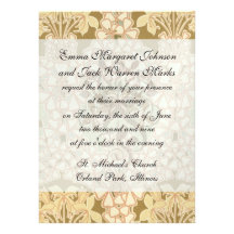 art nouveau intricate floral brown pattern custom announcements