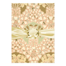 art nouveau intricate floral brown pattern personalized invitation
