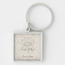 art nouveau intricate floral brown pattern key chain