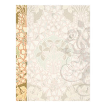 art nouveau intricate floral brown pattern customized letterhead