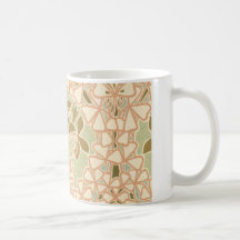 art nouveau intricate floral brown pattern mugs