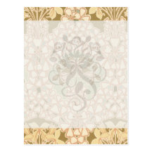 art nouveau intricate floral brown pattern postcard