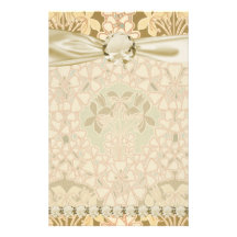 art nouveau intricate floral brown pattern custom stationery
