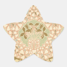 art nouveau intricate floral brown pattern star sticker