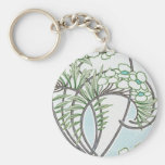 art nouveau intricate floral nature design key chain