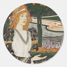 Art Nouveau - L.Rhead - Thanksgiving Round Sticker