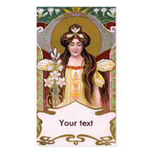 Art Nouveau Lady with Lilies Business Cards