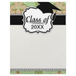 art nouveau leafy green floral pattern graduation customized letterhead