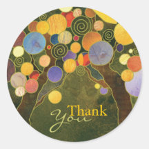 Art Nouveau Love Trees Wedding Thank You Stickers