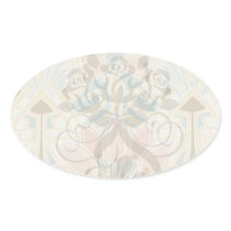 art nouveau nature floral pattern art oval sticker