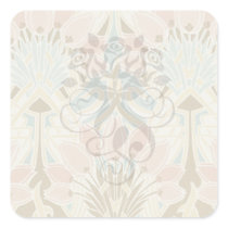 art nouveau nature floral pattern art square stickers