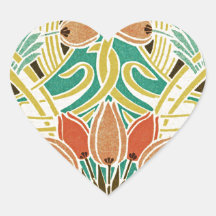 Art Nouveau pattern #11 Heart Sticker