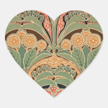 Art Nouveau Pattern #3 at Emporio Moffa Heart Stickers