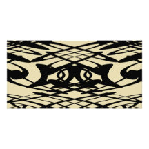 Art Nouveau Pattern in Beige and Black. Personalized Photo Card