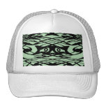 Art Nouveau Pattern in Green and Black. hats