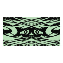 Art Nouveau Pattern in Green and Black. Photo Card Template