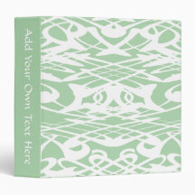 Art Nouveau Pattern in Light Green and White. Vinyl Binders