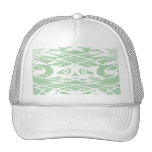 Art Nouveau Pattern in Light Green and White. hats