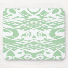 Art Nouveau Pattern in Light Green and White. Mouse Pads
