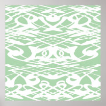 Art Nouveau Pattern in Light Green and White. Poster