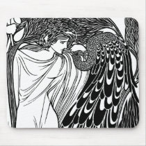 Art Nouveau Peacock Artwork - The Kiss mousepads