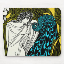 Art Nouveau Peacock Artwork - The Kiss mousepads