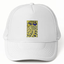 Art Nouveau:  Peacock Illustration Mesh Hats