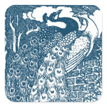 Art Nouveau Peacocks Square Stickers