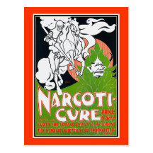 Art Nouveau Poscard:  Narcoti-Cure by Will Bradley Postcard