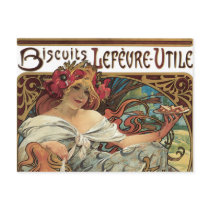 Art Nouveau Poster; Biscuits Lefevre Utile Post Cards