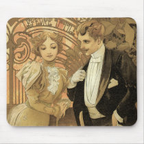 Art Nouveau Poster; Flirt Biscuit; Alphonse Mucha Mouse Pad