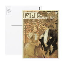 Art Nouveau Poster; Flirt Biscuit; Alphonse Mucha Postcards