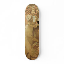 Art Nouveau Poster; Flirt Biscuit; Alphonse Mucha Skateboard