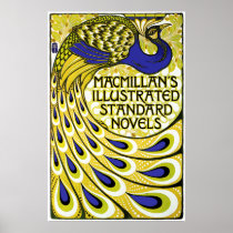Art Nouveau Poster Print: Peacock Illustration