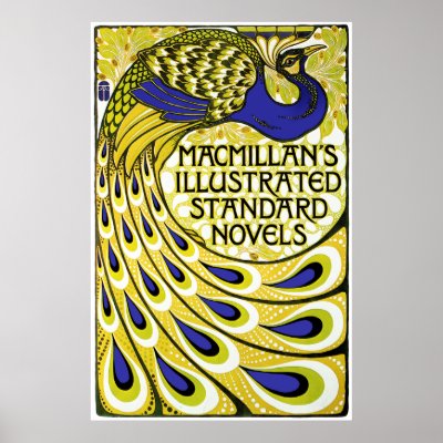 Art Nouveau Poster Print: Peacock Illustration by VintageCabaret