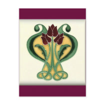 Art Nouveau Rose Tile Post Card