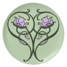 Art Nouveau roses, heart shape 4 Dinner Plates