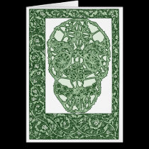 Art Nouveau Skull Green Day of the Dead cards