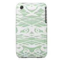 Art Nouveau Style Pattern in Light Green and White iPhone 3 Case-Mate Cases