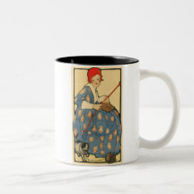 Art Nouveau - tricot de fille avec son chat Tasse À Café