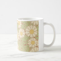 art nouveau vintage daisies daisy pattern mugs