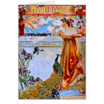 Art Nouveau Woman and Peacock Greeting Cards